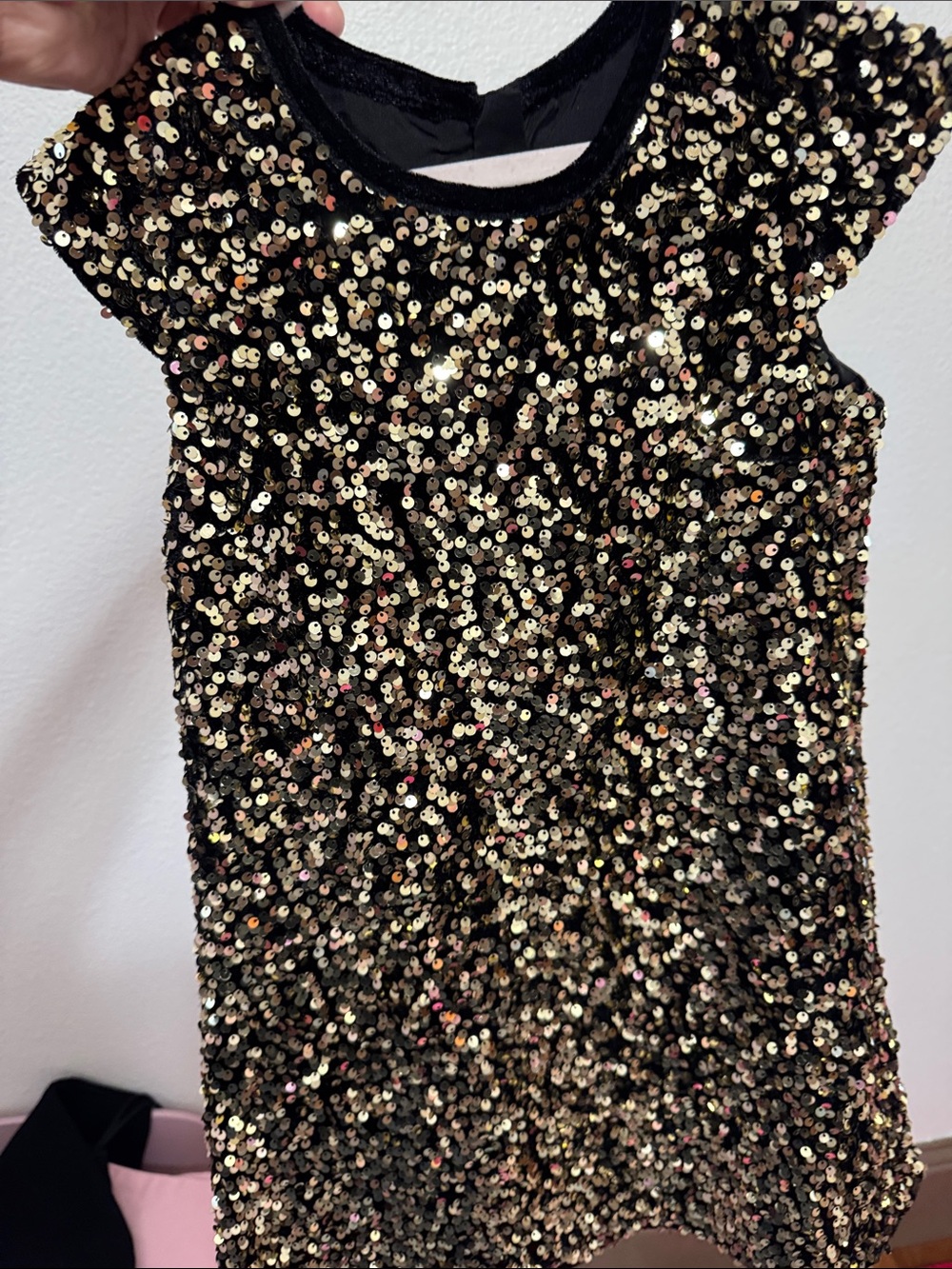 cupcakes & cashmere Black and Gold Sequin Tank Dress - Girls